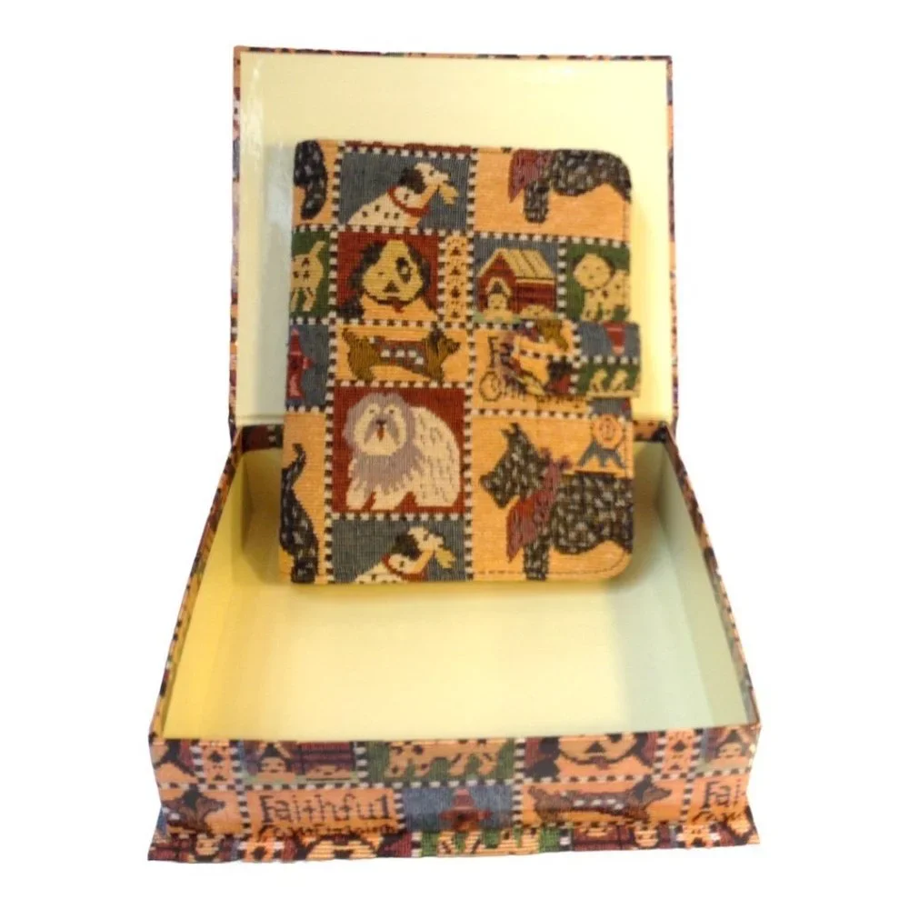 Hato Hasi “Faithful Companions” Tapestry Journal Box and Pencil Set Vintage